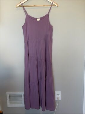 Sleeveless Tiered Maxi Dress in Lavender with Adjustable Straps
